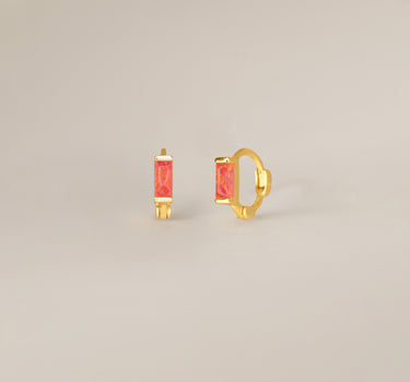 Mini Orange Opal Baguette Hoop