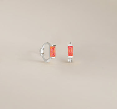 Mini Orange Opal Baguette Hoop