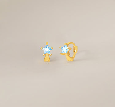 Mini Aquamarine Star Hoops