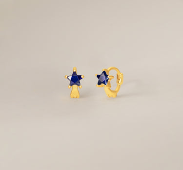 Mini Sapphire Star Hoops