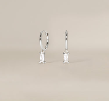 Mini Baguette Diamond Hoops