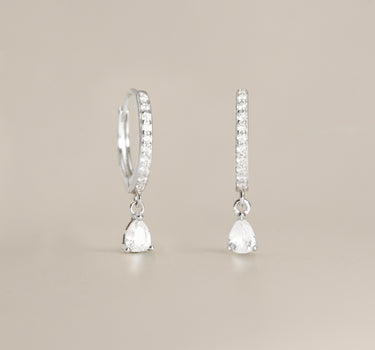Diamond Paved Teardrop Hoops