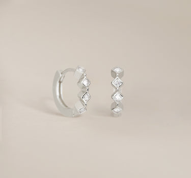 BEZEL Diamond Hoops