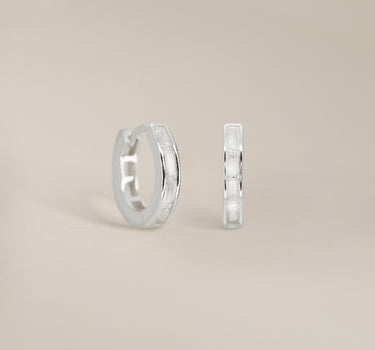 Diamond Baguette Inlay Hoops