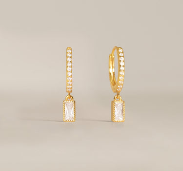 Paved Baguette Diamond Hoops