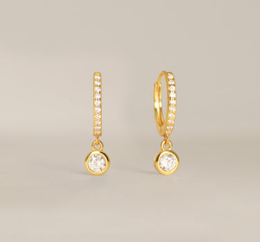 Paved Dangle Diamond Gemstone Hoops