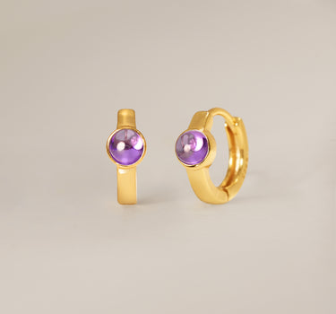 Amethyst Gemstone Huggie Hoops