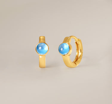 Aquamarine Gemstone Huggie Hoops