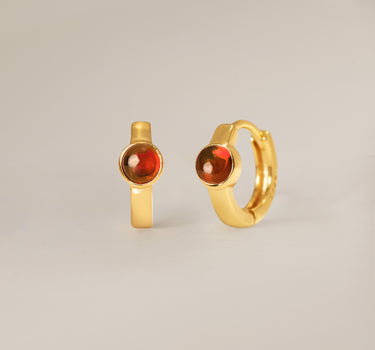Garnet Gemstone Huggie Hoops