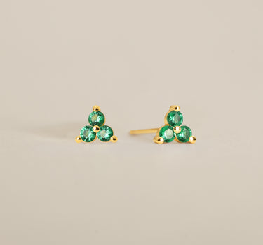 Lotus Emerald Flower Studs