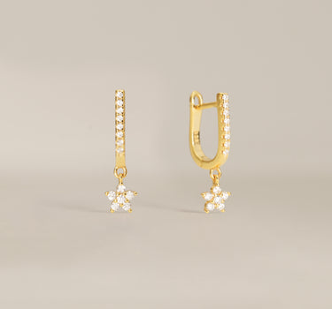 Paved 5 Petal Flower Hoops