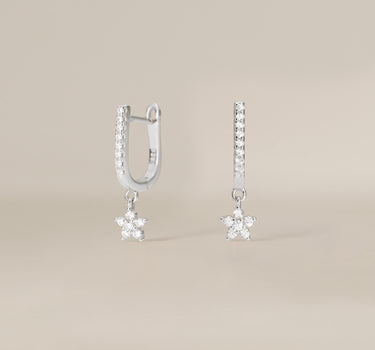 Paved 5 Petal Flower Hoops