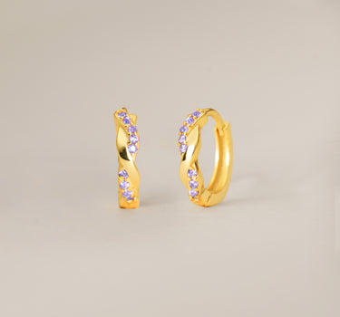 Alexandrite Paved Twisted Hoop