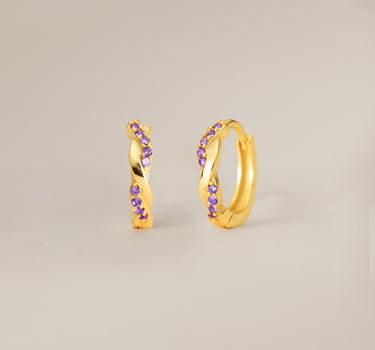 Amethyst Paved Twisted Hoop