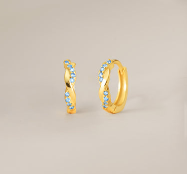 Aquamarine Paved Twisted Hoop