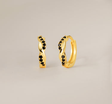Black Onyx Paved Twisted Hoop