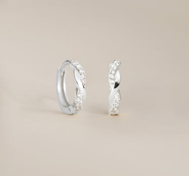 Diamond Paved Twisted Hoop
