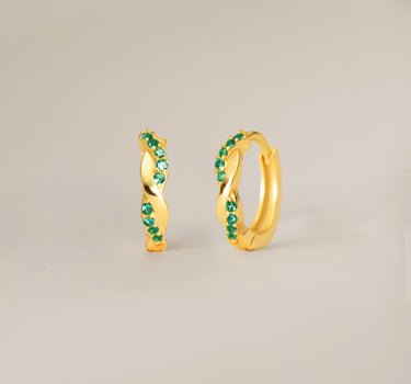 Emerald Paved Twisted Hoop