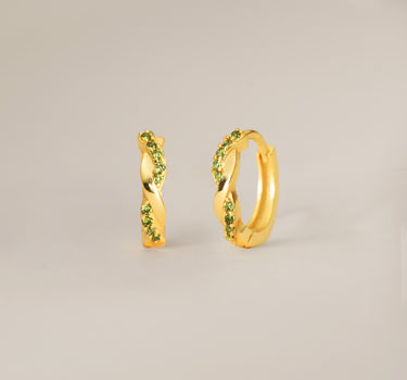 Peridot Paved Twisted Hoop