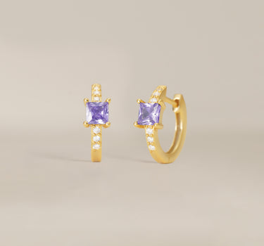 Alexandrite Square Cut Paved Huggie Hoop