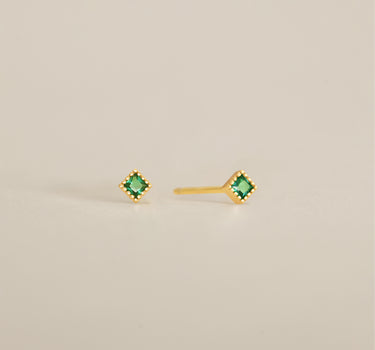 Square Bezel Emerald Studs