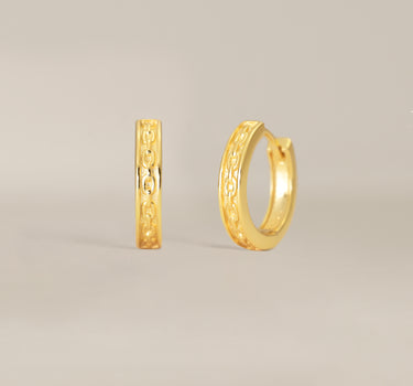 Chain Inlay Huggie Hoops
