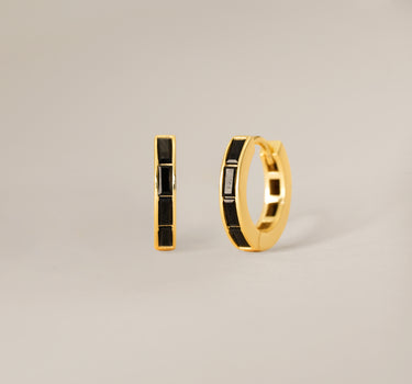 Black Onyx Baguette Inlay Hoops