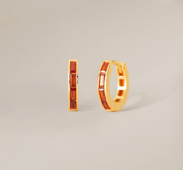 Garnet Baguette Inlay Hoops