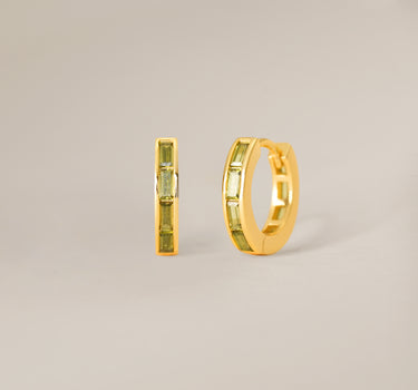 Peridot Baguette Inlay Hoops