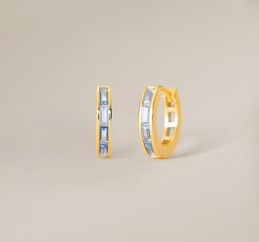 Zircon Baguette Inlay Hoops