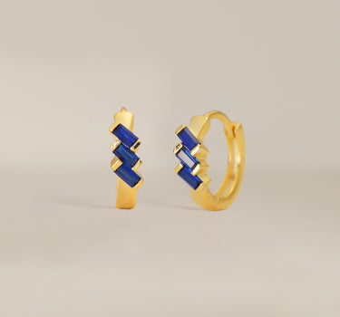 Sapphire Trio Baguette Huggie Hoops