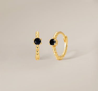 Black Onyx Bead Huggie Hoop