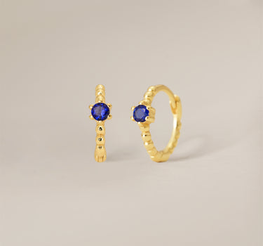 Sapphire Bead Huggie Hoop