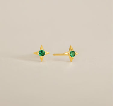 Tiny Starburst Emerald Studs