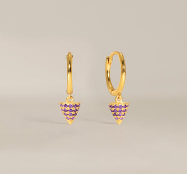 Amethyst Spike Paved Charm Hoops