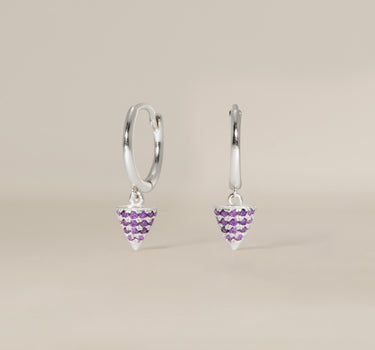 Amethyst Spike Paved Charm Hoops