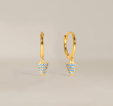Aquamarine Spike Paved Charm Hoops
