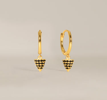 Black Onyx Spike Paved Charm Hoops