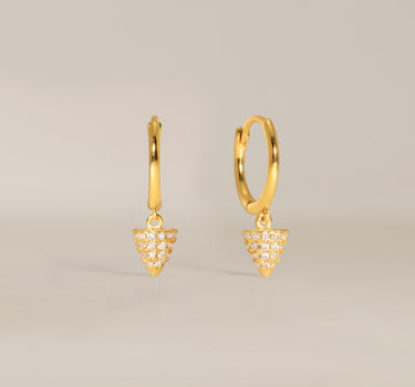 Diamond Spike Paved Charm Hoops