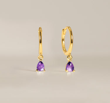 Amethyst Teardrop Hoops