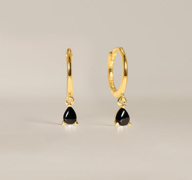 Black Onyx Teardrop Hoops
