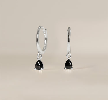 Black Onyx Teardrop Hoops