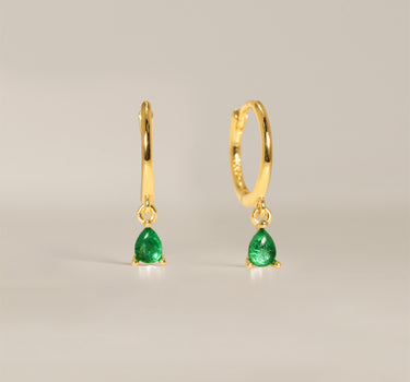Emerald Teardrop Hoops