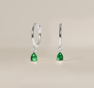 Emerald Teardrop Hoops