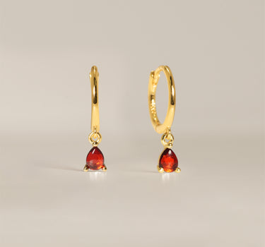 Garnet Teardrop Hoops
