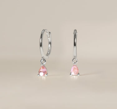 Pink Tourmaline Teardrop Hoops