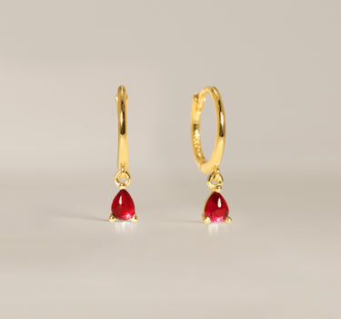 Ruby Teardrop Hoops