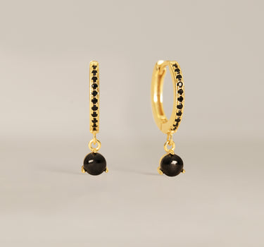 Paved Black Onyx Gemstone Hoops