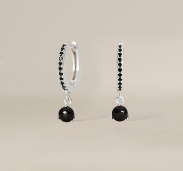Paved Black Onyx Gemstone Hoops
