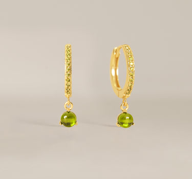 Paved Peridot Gemstone Hoops